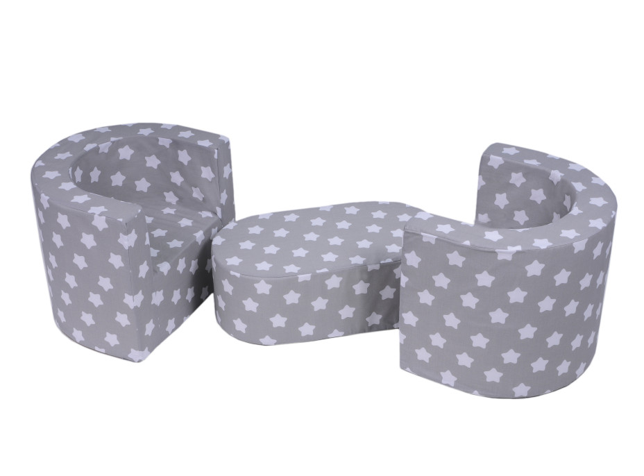 Detský set: kresielka + stolček Hviezdičkou sivý
