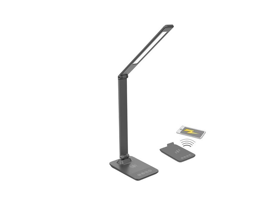 Stolná lampička MODERN - LED 10W - s bezdrôtovou nabíjačkou - hliníková - stmievateľná - 3000-6000K - šedá
