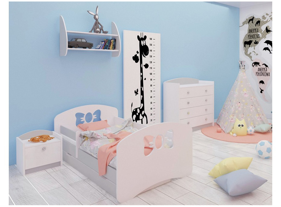 Detská posteľ so zásuvkou 200x90 cm s výrezom mašličkou + matrace ZADARMO!