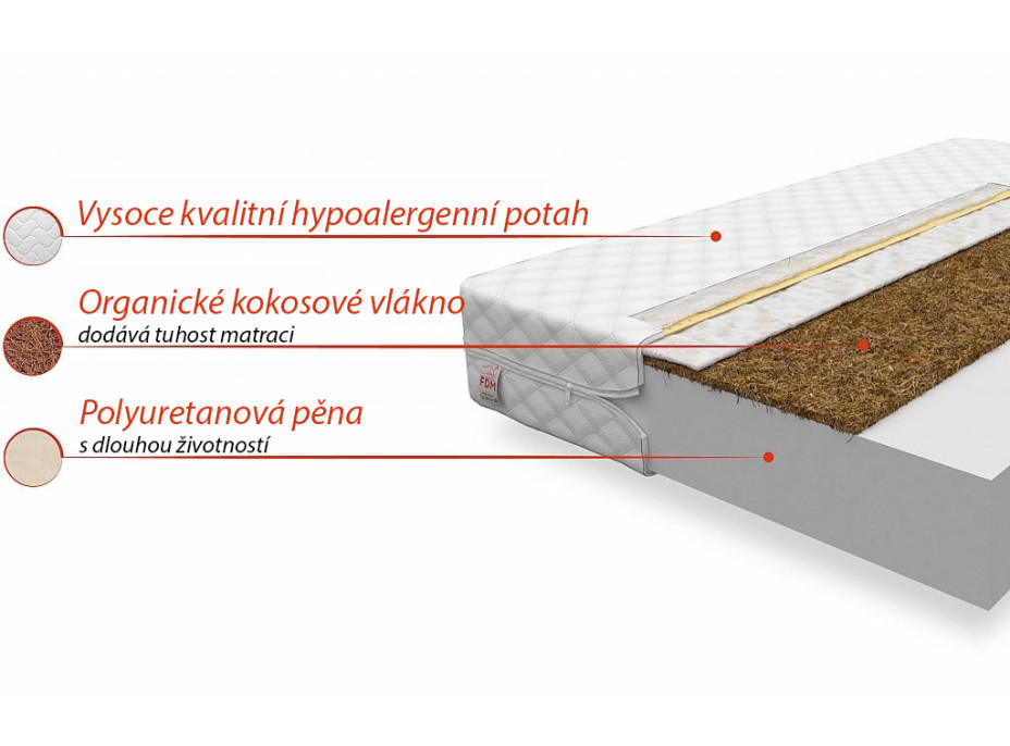 Detský matrac COCO MAX 190x80x10 cm - pena / kokos