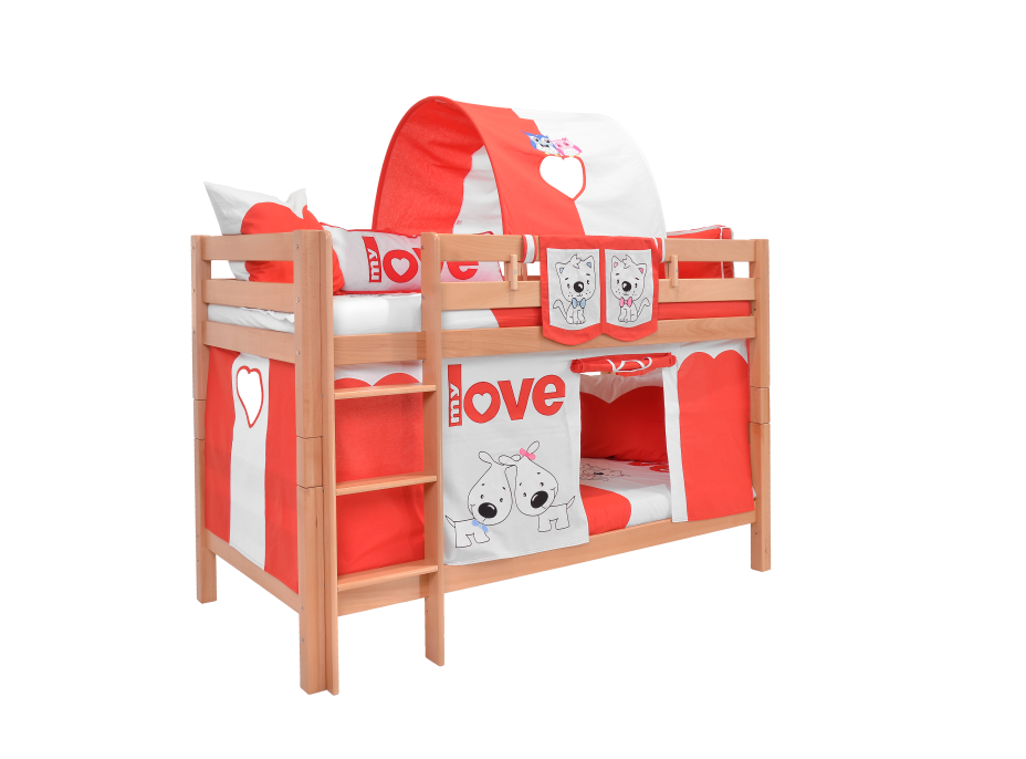 Detská poschodová posteľ s domčekom MY LOVE - MARK 200x90cm - prírodná