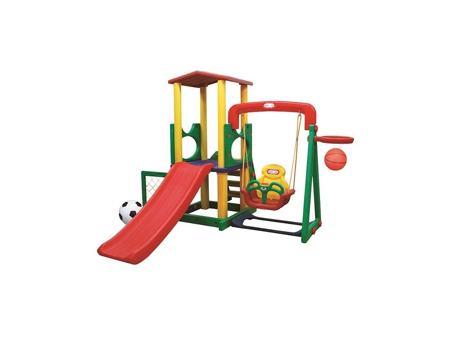 Detské ihrisko MAX XL - šmykľavka s vežičkou - hojdačka - futbalová bránka - basketbalový kôš
