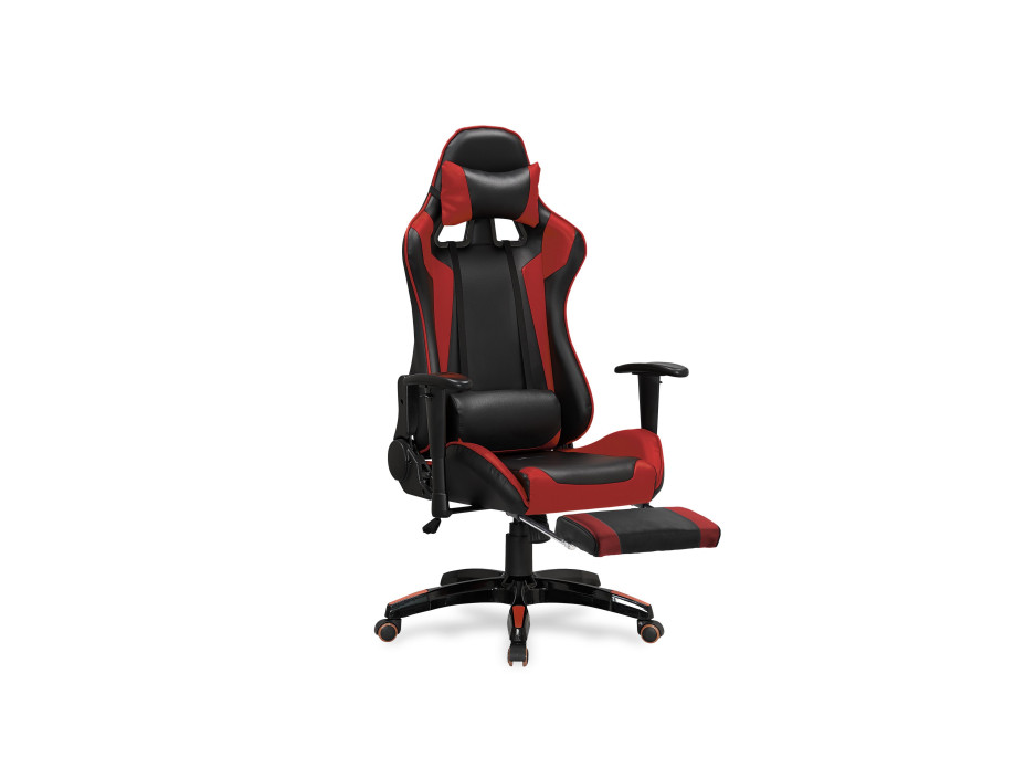 Herná stolička DEFENDER s podnožkou čierno / červená