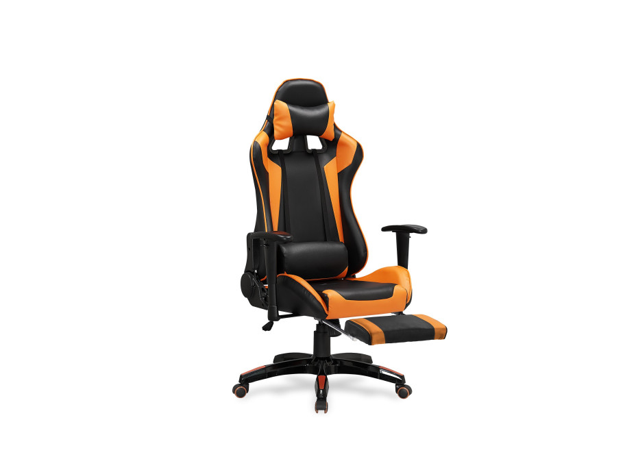 Herná stolička DEFENDER s podnožkou čierno / oranžová
