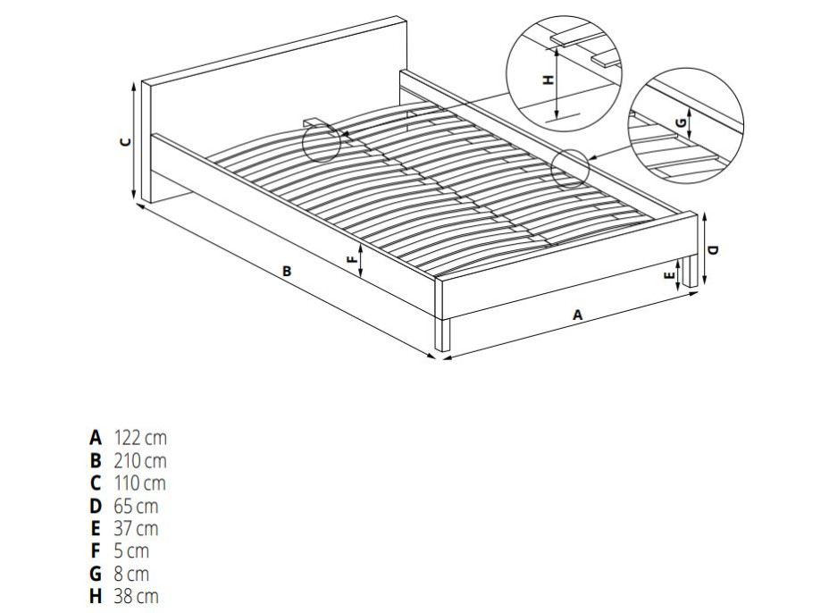 Kovová posteľ QUEEN 200x120 cm - biela