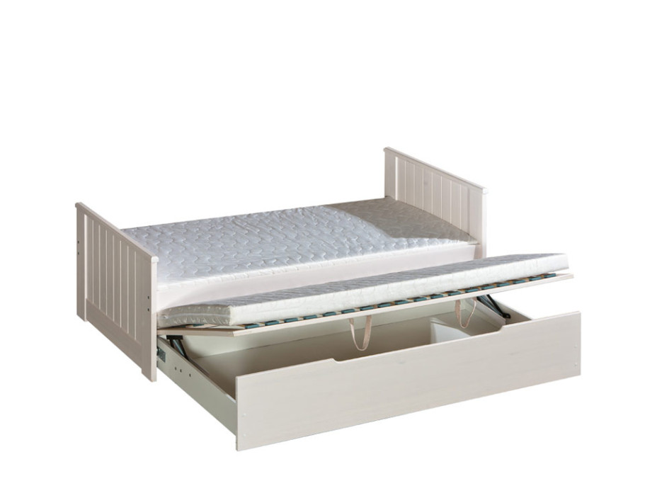 Detská posteľ s výsuvnou prístelkou z MASÍVU 200x90cm so zásuvkou - TOM