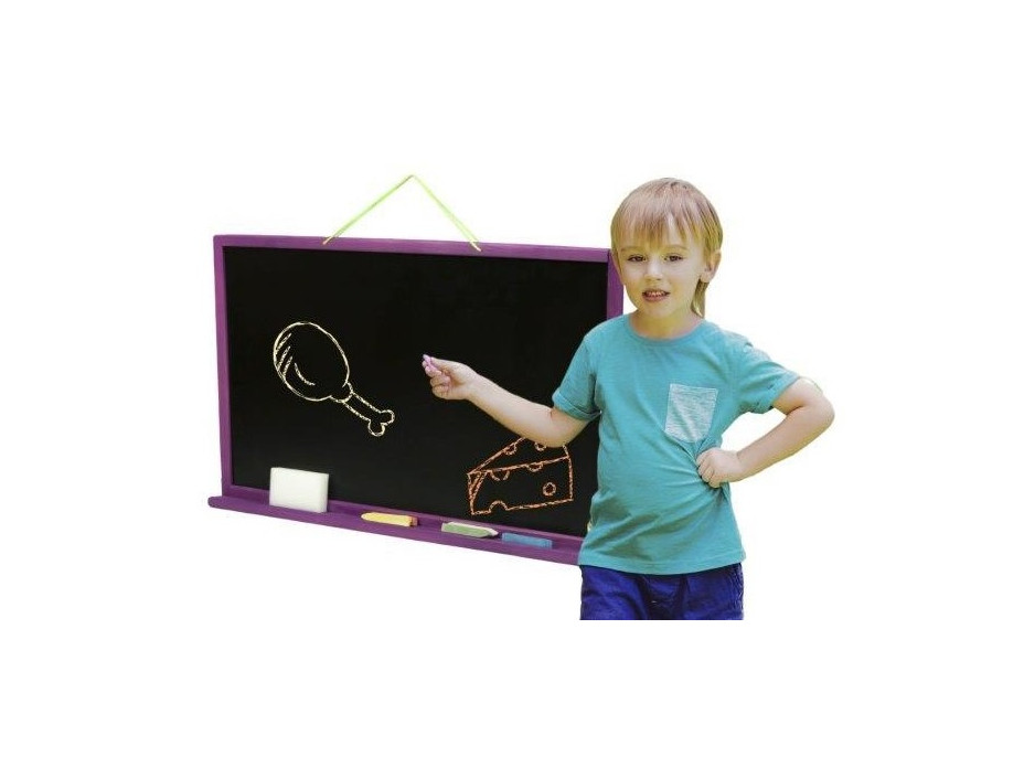 Drevená detská magnetická tabuľa na stenu - fialová