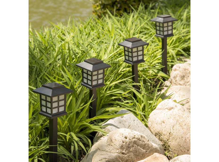 Záhradná LED solárna lampa do zeme 38x8,5 cm - čierna