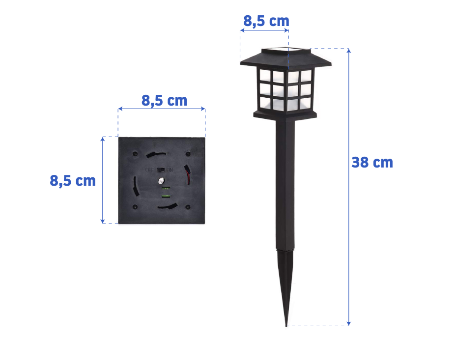Záhradná LED solárna lampa do zeme 38x8,5 cm - čierna