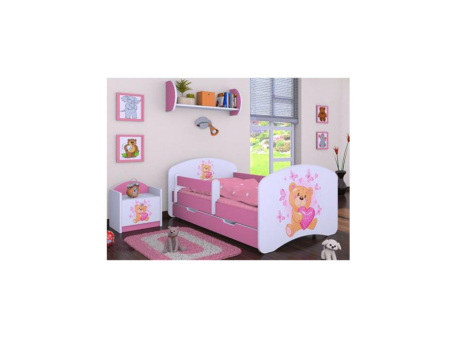 Detská posteľ so zásuvkou 180x90cm MÍŠA - ružová