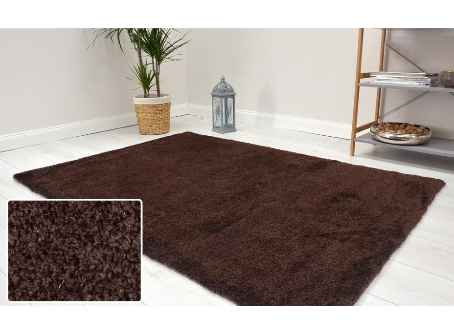 Kusový koberec Shaggy MAX velvet - tmavo hnedý