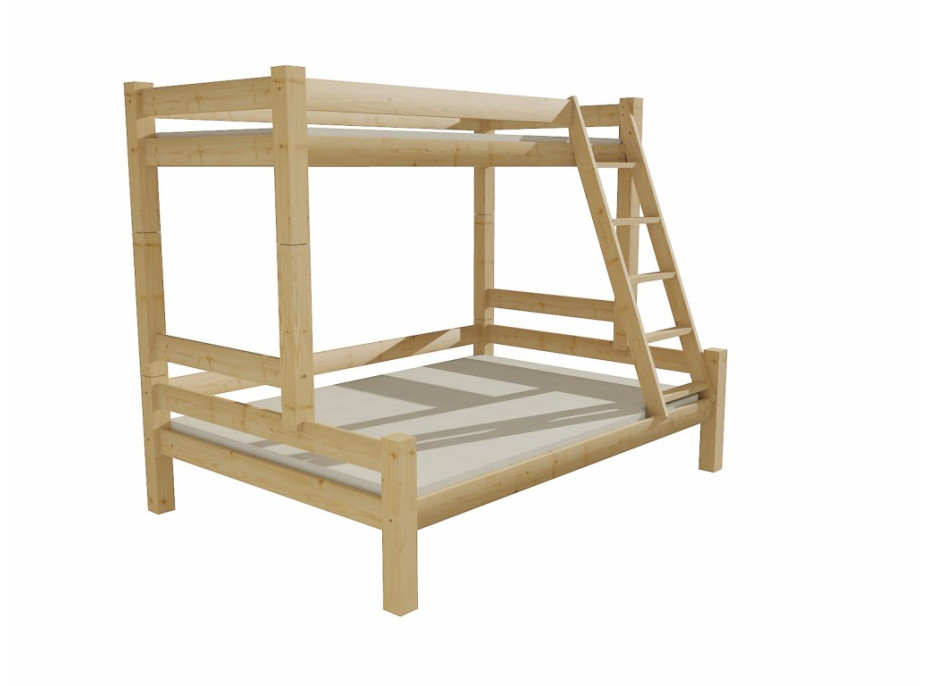 Detská poschodová posteľ s rozšíreným spodným lôžkom z MASÍVU 200x90 cm so zásuvkami PAVLÍNA
