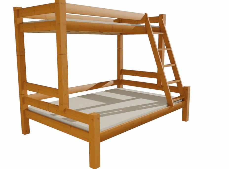 Detská poschodová posteľ s rozšíreným spodným lôžkom z MASÍVU 200x90cm so šuplíkmi PAVLÍNA