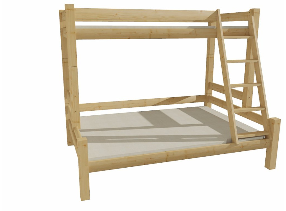 Detská poschodová posteľ s rozšíreným spodným lôžkom z MASÍVU 200x90cm so šuplíkmi PAVLÍNA