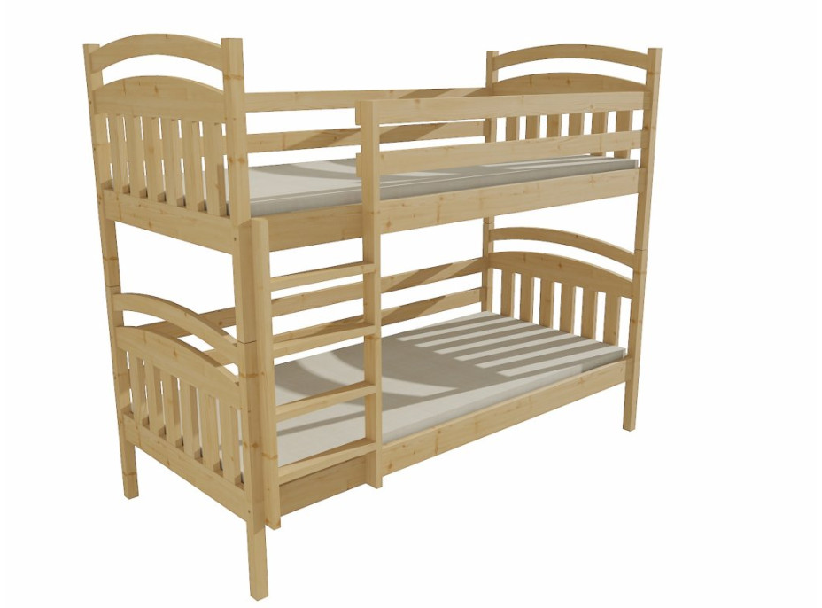 Detská poschodová posteľ z MASÍVU 180x80cm bez šuplíku - PP003