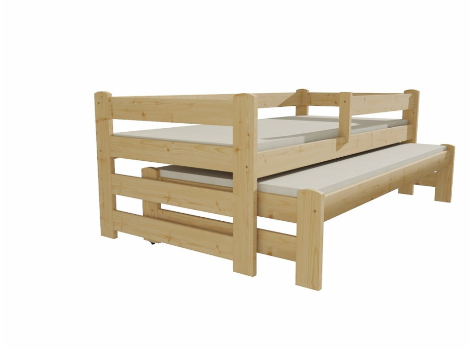 Detská posteľ s výsuvnou prístelkou z MASÍVU 200x90cm so zásuvkou - DPV001