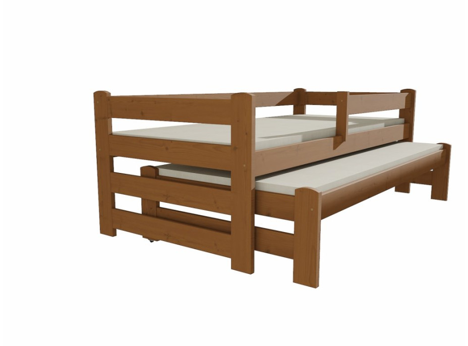 Detská posteľ s výsuvnou prístelkou z MASÍVU 200x80cm so zásuvkou - DPV001
