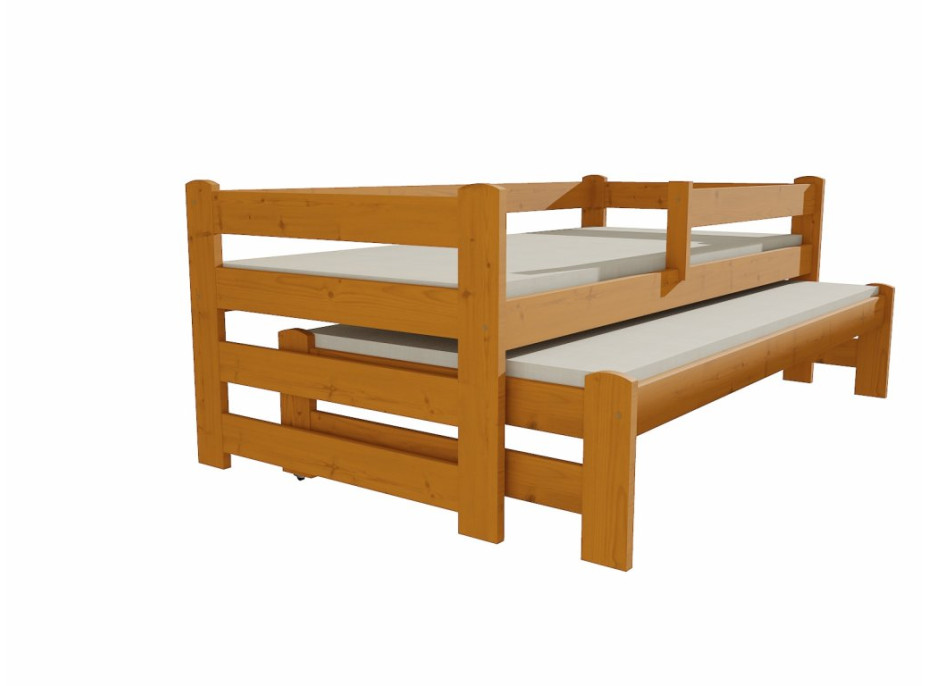 Detská posteľ s výsuvnou prístelkou z MASÍVU 200x90cm so zásuvkou - DPV001