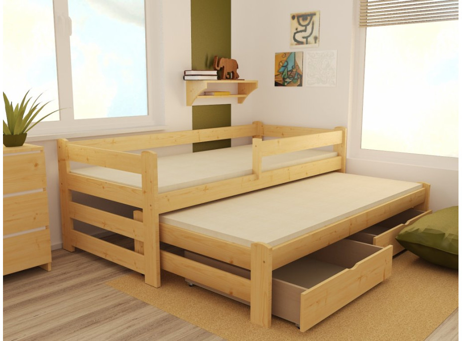Detská posteľ s výsuvnou prístelkou z MASÍVU 180x80cm bez šuplíku - DPV001