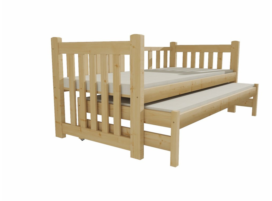 Detská posteľ s výsuvnou prístelkou z MASÍVU 180x80cm so zásuvkou - DPV002