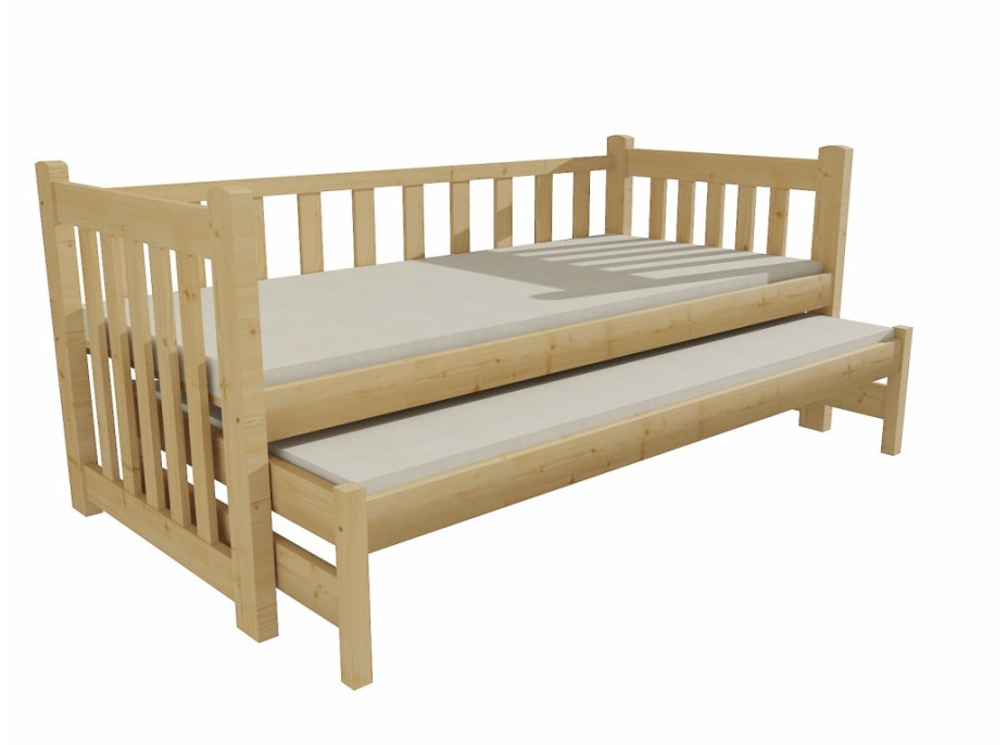 Detská posteľ s výsuvnou prístelkou z MASÍVU 180x80cm so zásuvkou - DPV002