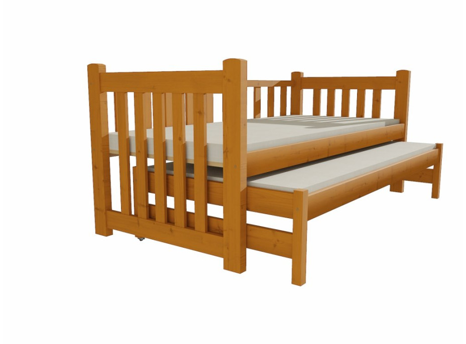Detská posteľ s výsuvnou prístelkou z MASÍVU 200x80cm so zásuvkou - DPV002