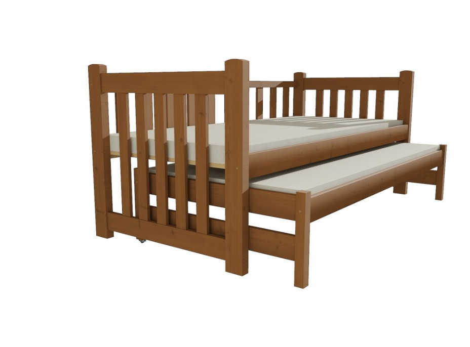 Detská posteľ s výsuvnou prístelkou z MASÍVU 200x90cm so zásuvkou - DPV002