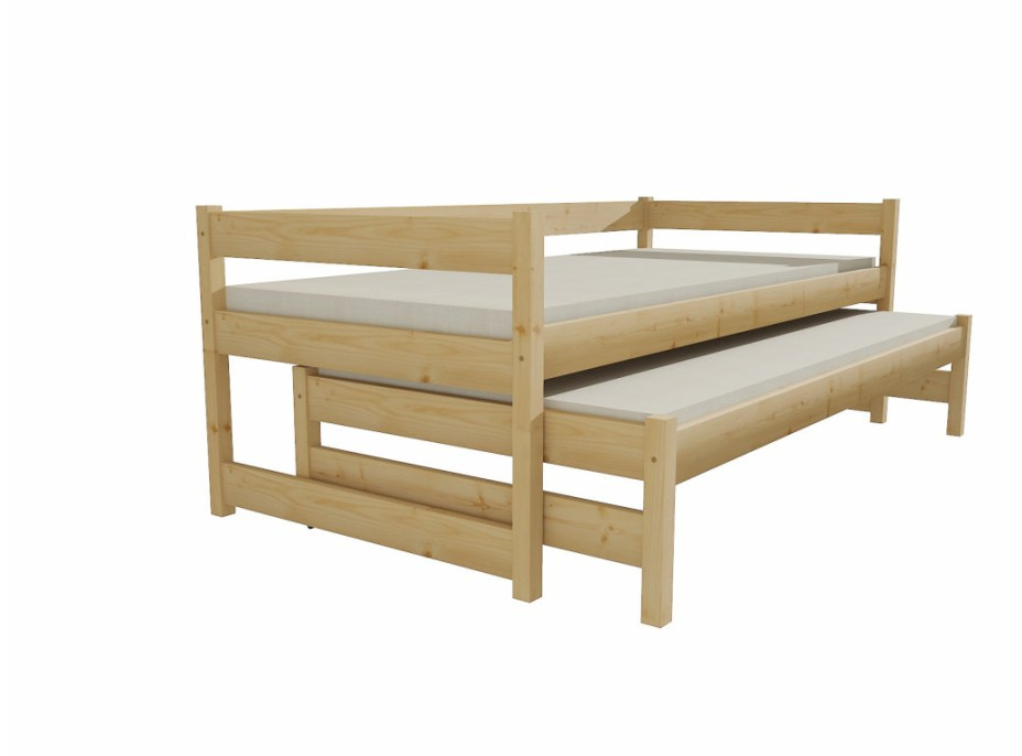 Detská posteľ s výsuvnou prístelkou z MASÍVU 200x90cm so zásuvkou - DPV003