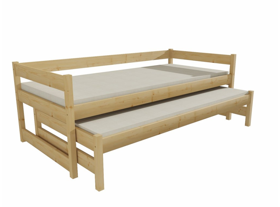 Detská posteľ s výsuvnou prístelkou z MASÍVU 180x80cm so zásuvkou - DPV003