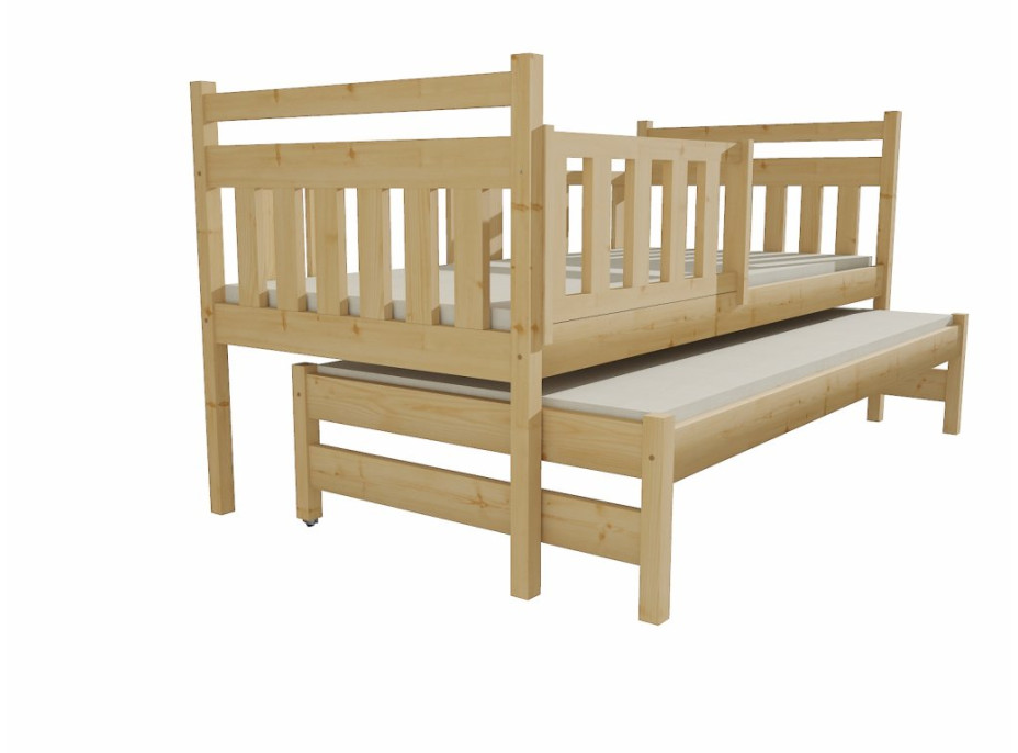 Detská posteľ s výsuvnou prístelkou z MASÍVU 200x90cm so zásuvkou - DPV004