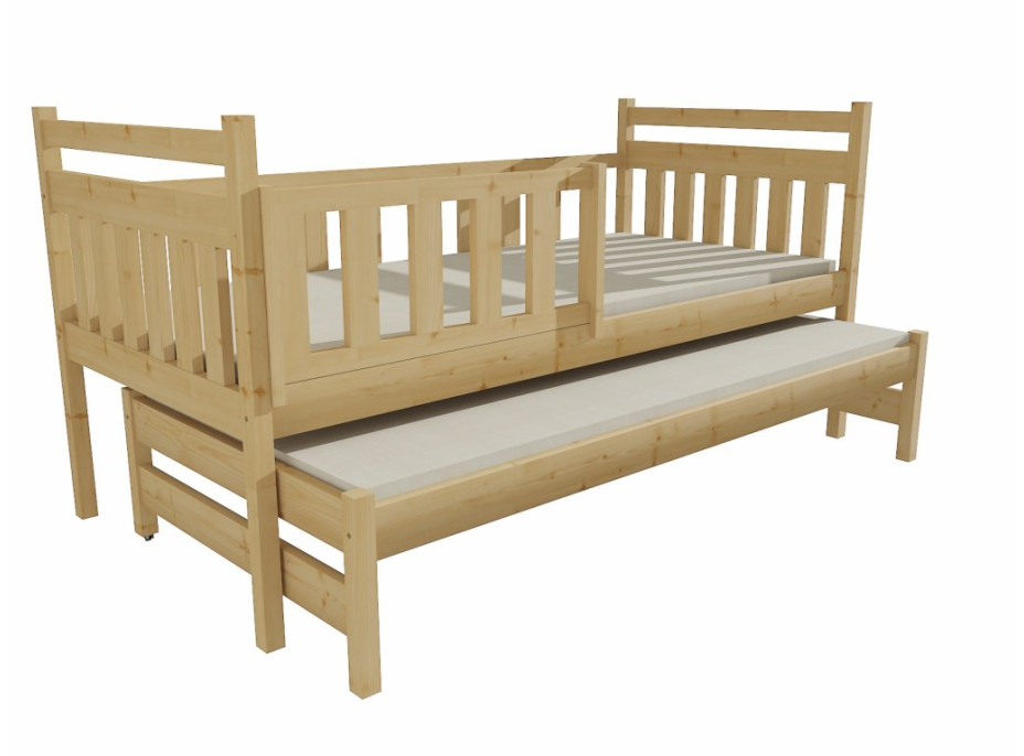 Detská posteľ s výsuvnou prístelkou z MASÍVU 200x80cm so zásuvkou - DPV004