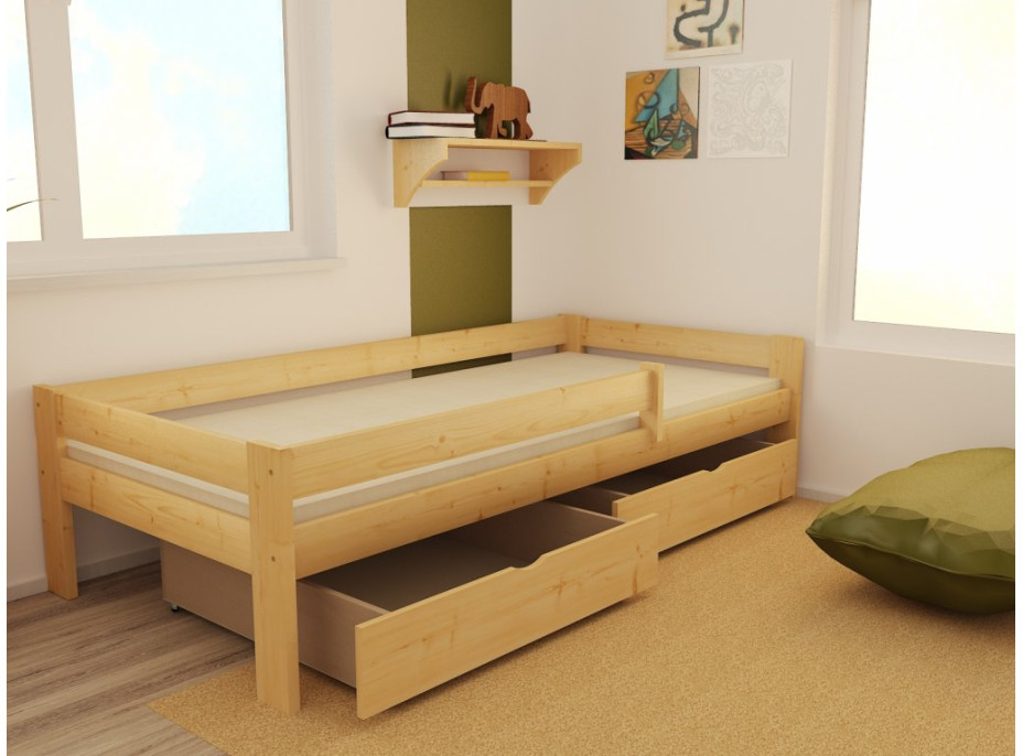 Detská posteľ z masívu 200x90cm so zásuvkou - DP018