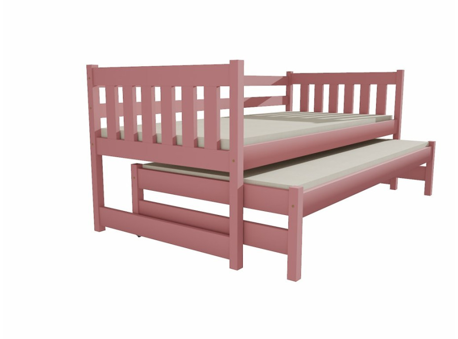 Detská posteľ s výsuvnou prístelkou z MASÍVU 200x90cm so zásuvkou - DPV006