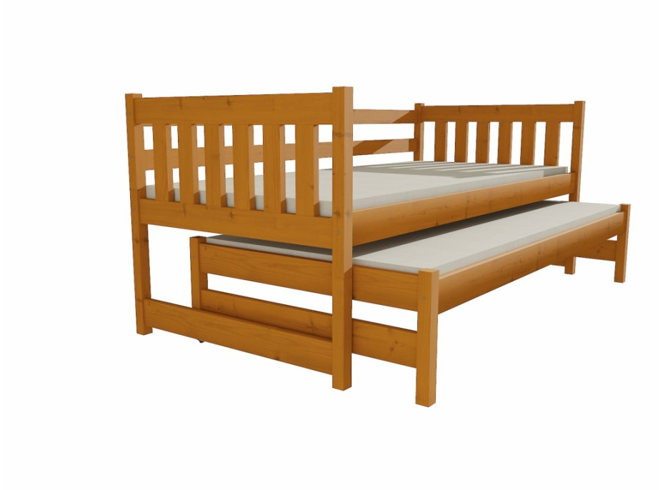 Detská posteľ s výsuvnou prístelkou z MASÍVU 200x90cm so zásuvkou - DPV006