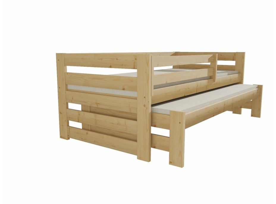 Detská posteľ s výsuvnou prístelkou z MASÍVU 200x90cm so zásuvkou - DPV007