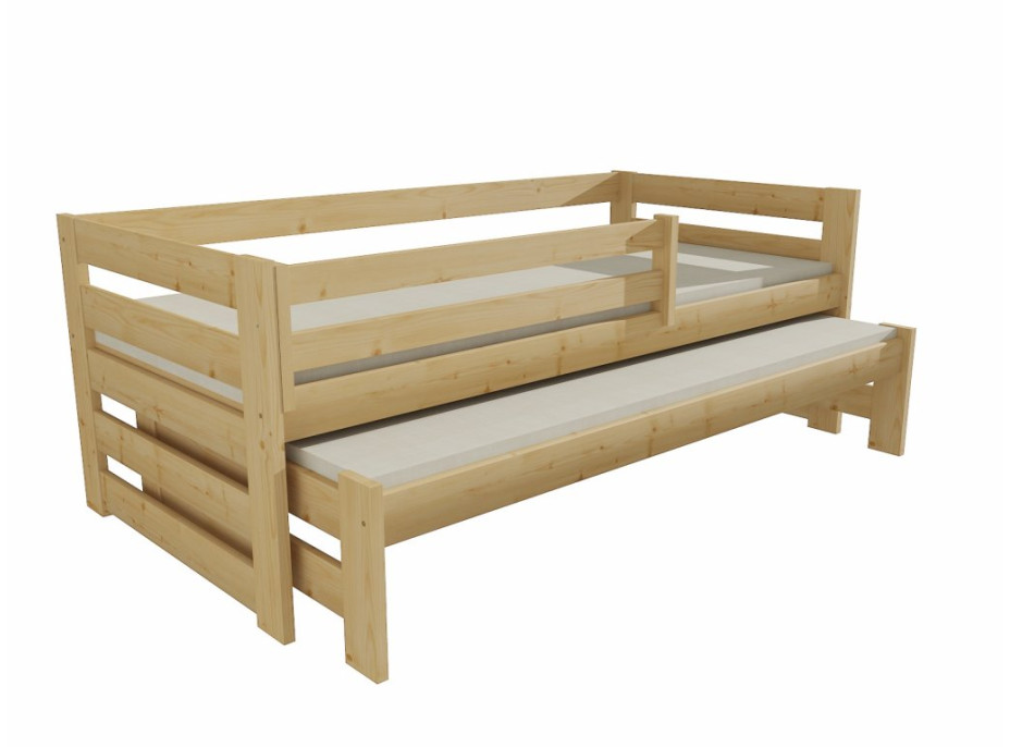Detská posteľ s výsuvnou prístelkou z MASÍVU 200x90cm so zásuvkou - DPV007