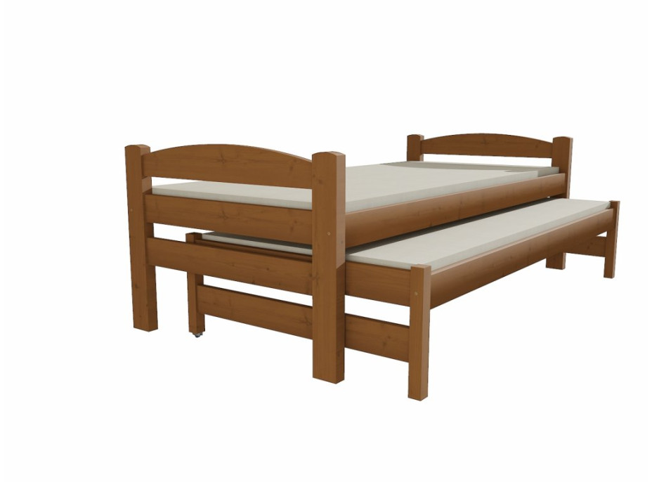 Detská posteľ s výsuvnou prístelkou z MASÍVU 200x90cm SO ZÁSUVKAMI - DPV010
