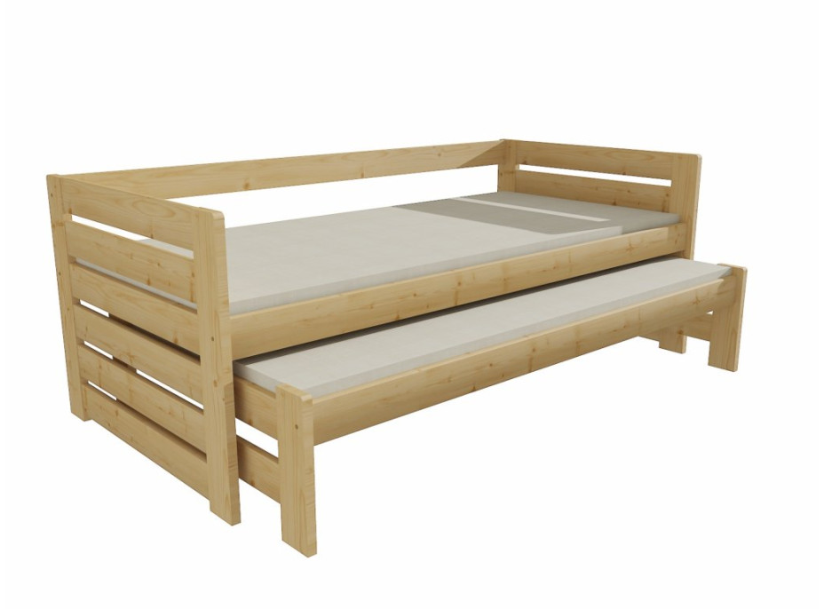 Detská posteľ s výsuvnou prístelkou z MASÍVU 180x80cm so zásuvkou - DPV011
