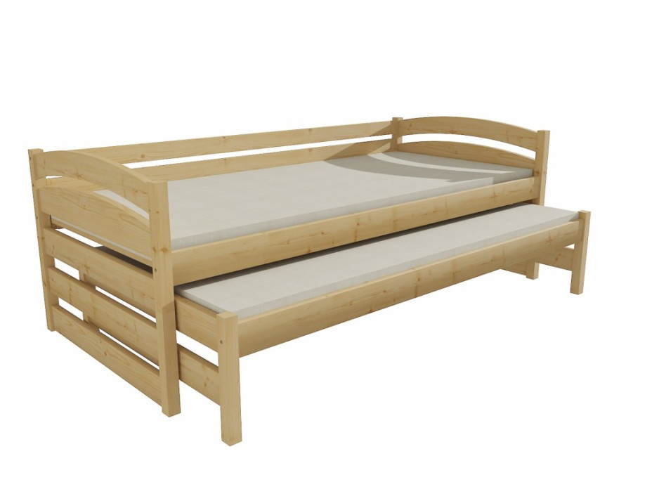 Detská posteľ s výsuvnou prístelkou z MASÍVU 200x90cm so zásuvkou - DPV012