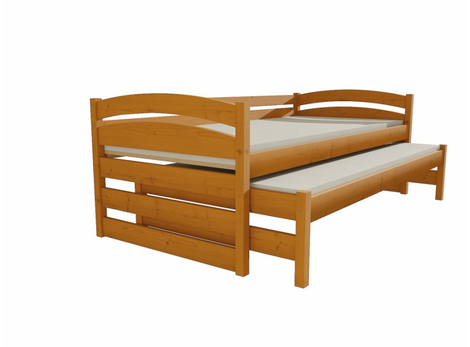 Detská posteľ s výsuvnou prístelkou z MASÍVU 200x80cm so zásuvkou - DPV012