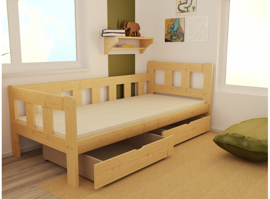 Detská posteľ z masívu 200x90 cm so zásuvkou - DP023 / V