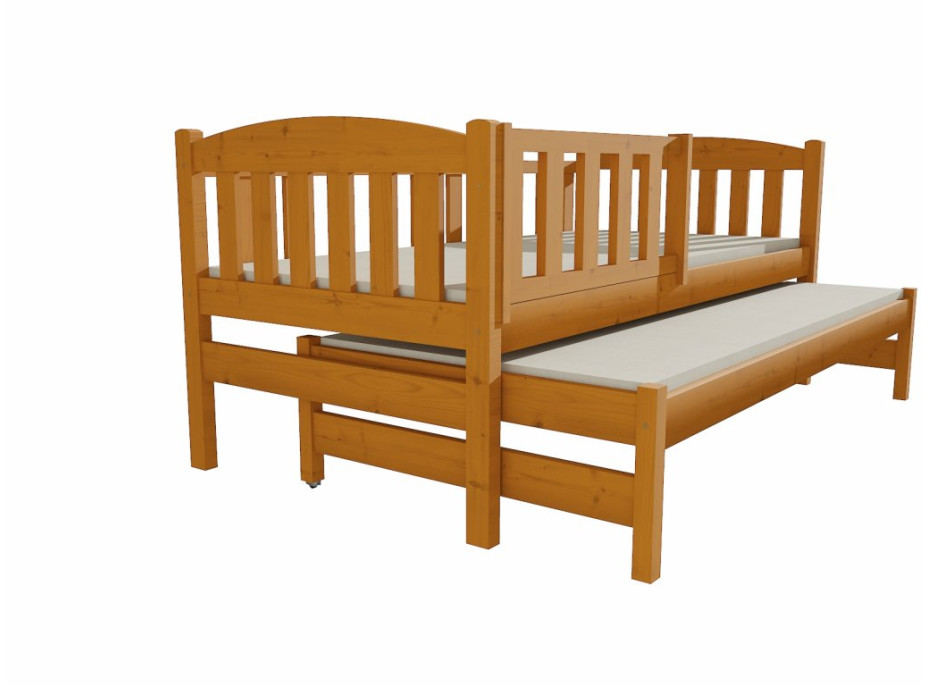 Detská posteľ s výsuvnou prístelkou z MASÍVU 180x80cm so zásuvkou - DPV013