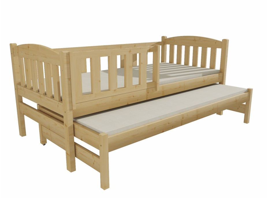 Detská posteľ s výsuvnou prístelkou z MASÍVU 200x80 cm so zásuvkami - DPV013