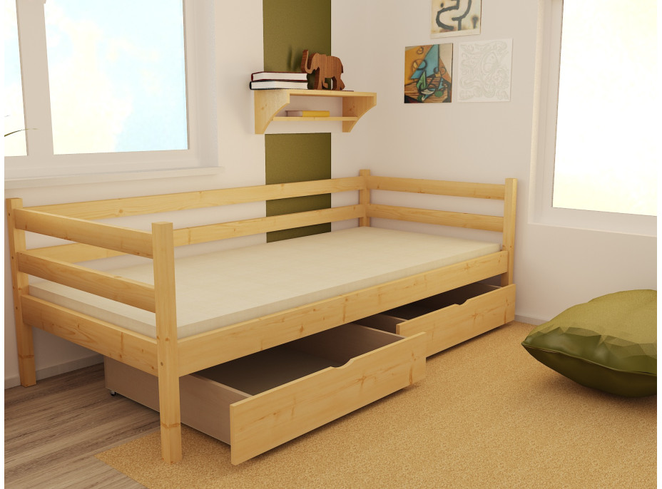 Detská posteľ z masívu 180x80 cm so zásuvkami - DP028
