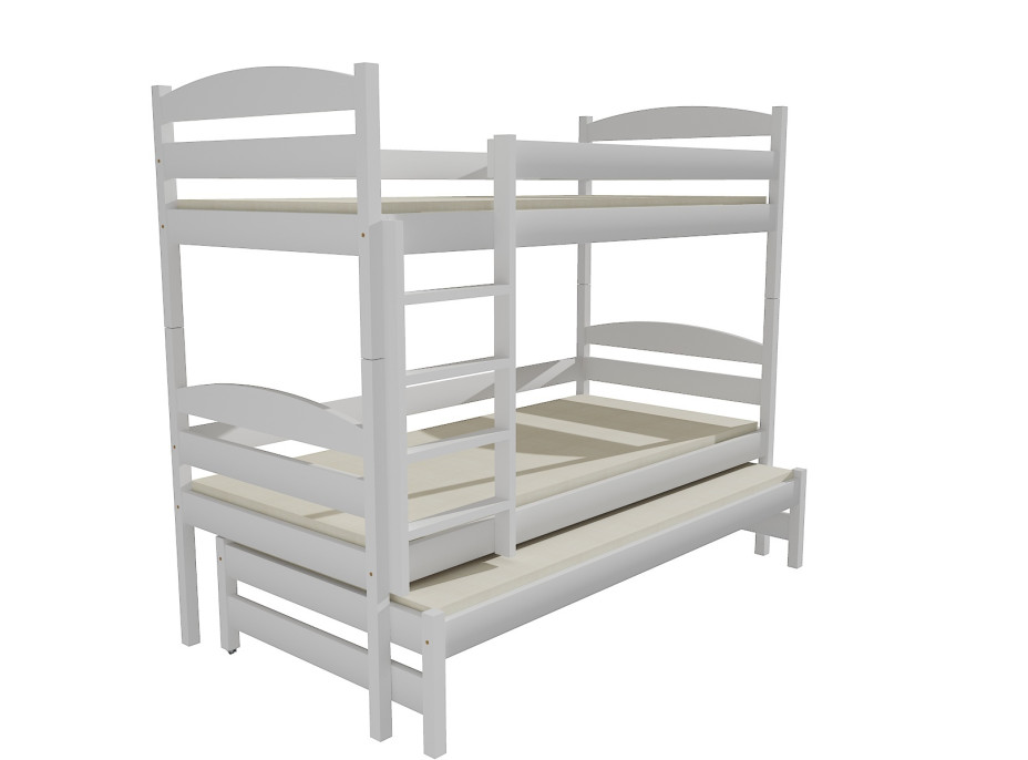 Detská poschodová posteľ s prístelkou z MASÍVU 200x80cm bez šuplíku - PPV009