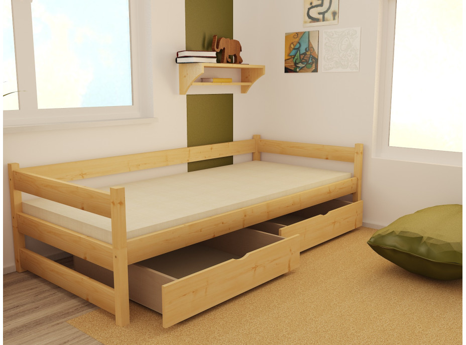 Detská posteľ z masívu 200x80 cm so zásuvkami - DP023