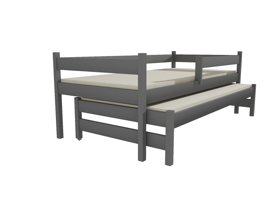 Detská posteľ s výsuvnou prístelkou z MASÍVU 200x80cm so zásuvkou - DPV017