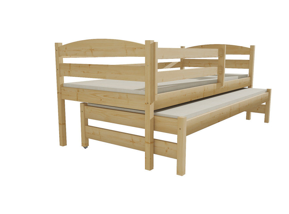 Detská posteľ s výsuvnou prístelkou z MASÍVU 200x90cm so zásuvkou - DPV023