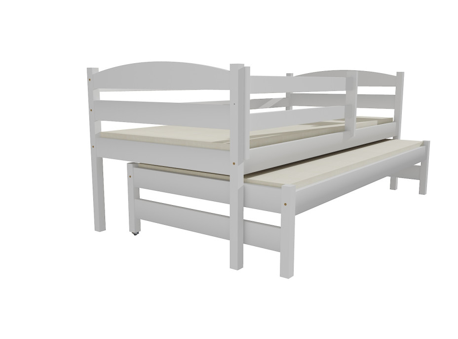 Detská posteľ s výsuvnou prístelkou z MASÍVU 200x90cm so zásuvkou - DPV023