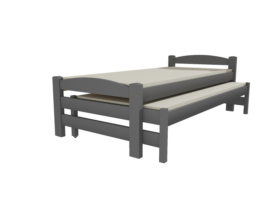 Detská posteľ s výsuvnou prístelkou z MASÍVU 200x80cm so zásuvkou - DPV025